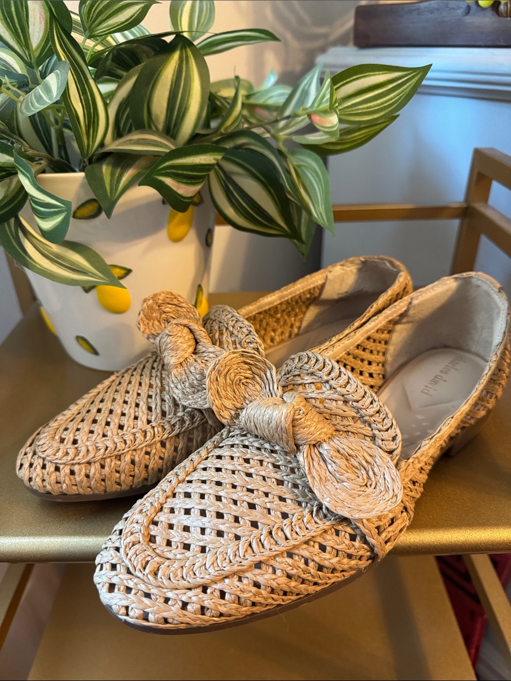 Charles David Natural Woven Knot Loafers